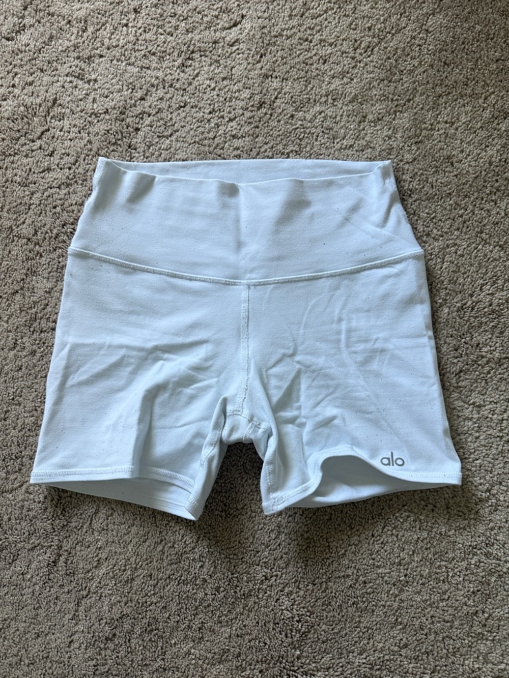 ALO Yoga White High-Rise Bike Shorts